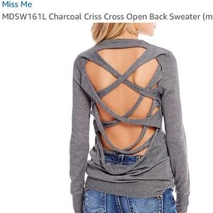 Miss Me crisscross open back sweater